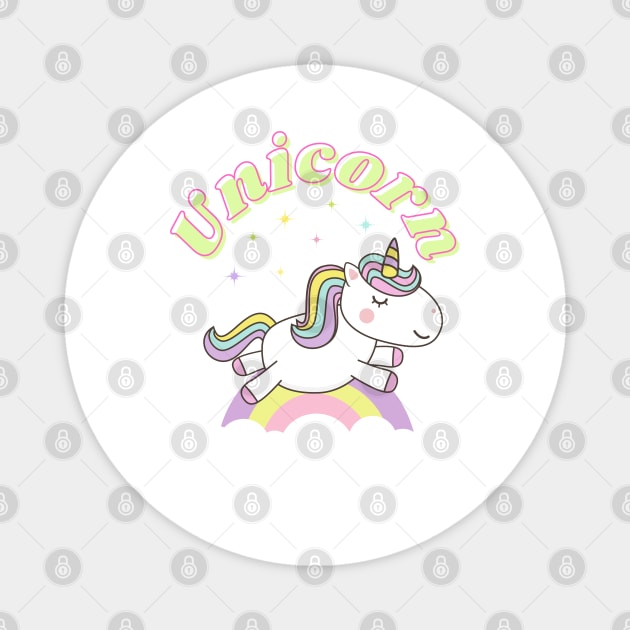 Cute Unicorn With Stars and Rainbow Magnet by teezeedy